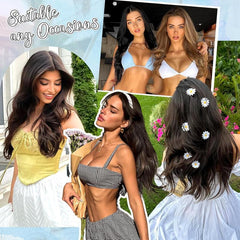 KooKaStyle 20 Inch Invisible Wire Hair Extensions, Long Wavy Layered Synthetic Hairpiece with 6 Clips & Adjustable Transparent Wire