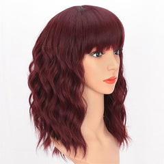 KooKaStyle Curly Bob Wig with Bangs, Short Wavy Synthetic Heat Resistant Wig for Women, Easy to Wear Bob Style Hairpiece