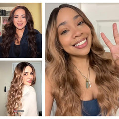 KooKaStyle Long Wavy Black Wig for Women, 26 Inch Synthetic Lace Front Heat Resistant Wig with Middle Part for Daily & Party Wear