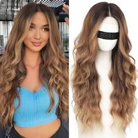 KooKaStyle Long Wavy Black Wig for Women, 26 Inch Synthetic Lace Front Heat Resistant Wig with Middle Part for Daily & Party Wear