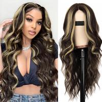 KooKaStyle Long Wavy Black Wig for Women, 26 Inch Synthetic Lace Front Heat Resistant Wig with Middle Part for Daily & Party Wear