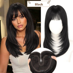 KooKaStyle Layered Hair Topper | 18 Inch Synthetic Invisible Hairpiece for Women