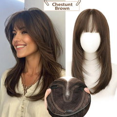 KooKaStyle Layered Hair Topper | 18 Inch Synthetic Invisible Hairpiece for Women