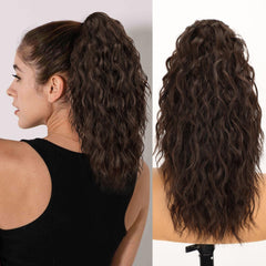 KooKaStyle Wavy Claw Ponytail Extension 18/30 Inch Curly Synthetic Hairpiece for Women