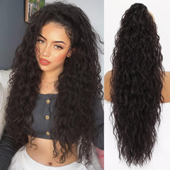 KooKaStyle Wavy Claw Ponytail Extension 18/30 Inch Curly Synthetic Hairpiece for Women