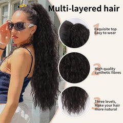 KooKaStyle Wavy Claw Ponytail Extension 18/30 Inch Curly Synthetic Hairpiece for Women