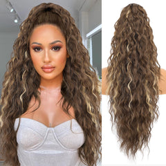 KooKaStyle Wavy Claw Ponytail Extension 18/30 Inch Curly Synthetic Hairpiece for Women