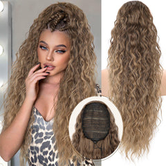 KooKaStyle 30 Inch Long Curly Ponytail Extension for Women | Drawstring Synthetic Hairpiece Natural Wavy Pony Tail
