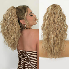 KooKaStyle Wavy Claw Ponytail Extension 18/30 Inch Curly Synthetic Hairpiece for Women