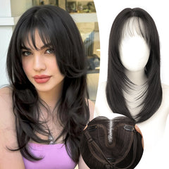 KooKaStyle Layered Hair Topper | 18 Inch Synthetic Invisible Hairpiece for Women