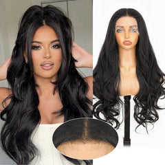 KooKaStyle 13x6 Lace Front Wig | 26 Inch Long Body Wave Synthetic Wig, Pre-Plucked with Baby Hair, Natural Look for Daily Wear