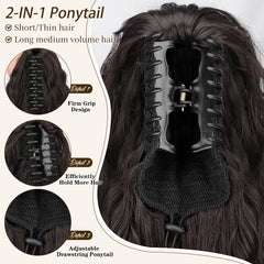 KooKaStyle Wavy Claw Ponytail Extension 18/30 Inch Curly Synthetic Hairpiece for Women