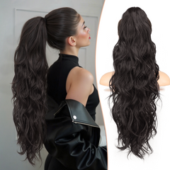 [NEW IN] KooKaStyle Ponytail Extension 26" Fluffy Long Wavy Curly Claw Clip Hair Extensions Ponytail Multi-layered Clip in Fake Pony Tails Natural Soft Synthetic Hairpiece Light Brown with Blonde
