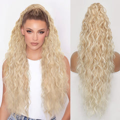 KooKaStyle Wavy Claw Ponytail Extension 18/30 Inch Curly Synthetic Hairpiece for Women