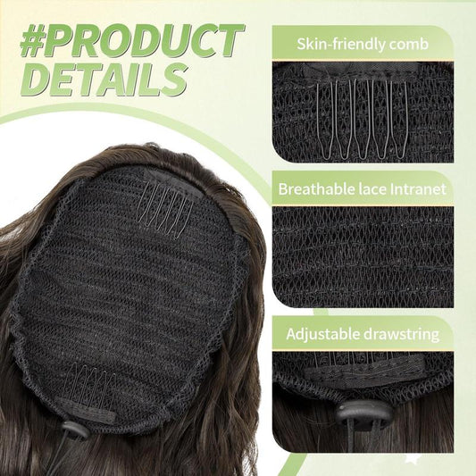 KooKaStyle 30 Inch Long Curly Ponytail Extension for Women | Drawstring Synthetic Hairpiece Natural Wavy Pony Tail