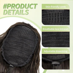 KooKaStyle 30 Inch Long Curly Ponytail Extension for Women | Drawstring Synthetic Hairpiece Natural Wavy Pony Tail
