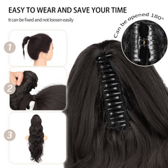 [NEW IN] KooKaStyle Ponytail Extension 26" Fluffy Long Wavy Curly Claw Clip Hair Extensions Ponytail Multi-layered Clip in Fake Pony Tails Natural Soft Synthetic Hairpiece Light Brown with Blonde