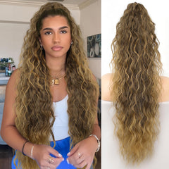KooKaStyle Wavy Claw Ponytail Extension 18/30 Inch Curly Synthetic Hairpiece for Women