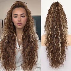 KooKaStyle Wavy Claw Ponytail Extension 18/30 Inch Curly Synthetic Hairpiece for Women