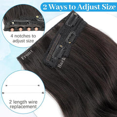 KooKaStyle 20 Inch Invisible Wire Hair Extensions, Long Wavy Layered Synthetic Hairpiece with 6 Clips & Adjustable Transparent Wire