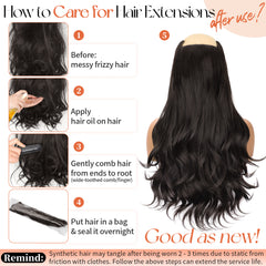 [kookastyle] clip in hair extensions 4 pcs natural long Synthetic wavy curly hairpieces Layered soft invisible for women Dark Brown 20 inch