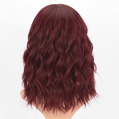 KooKaStyle Curly Bob Wig with Bangs, Short Wavy Synthetic Heat Resistant Wig for Women, Easy to Wear Bob Style Hairpiece