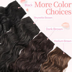 KooKaStyle Clip in Synthetic Hair Extensions Long Wavy 4PCS Double Weft Thick Hairpieces for Women