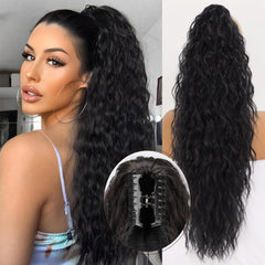 KooKaStyle Wavy Claw Ponytail Extension 18/30 Inch Curly Synthetic Hairpiece for Women