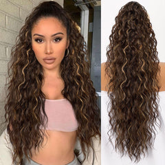 KooKaStyle Wavy Claw Ponytail Extension 18/30 Inch Curly Synthetic Hairpiece for Women