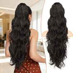 [NEW IN] KooKaStyle Ponytail Extension 26" Fluffy Long Wavy Curly Claw Clip Hair Extensions Ponytail Multi-layered Clip in Fake Pony Tails Natural Soft Synthetic Hairpiece Light Brown with Blonde