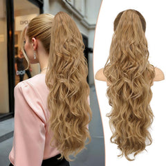 [NEW IN] KooKaStyle Ponytail Extension 26" Fluffy Long Wavy Curly Claw Clip Hair Extensions Ponytail Multi-layered Clip in Fake Pony Tails Natural Soft Synthetic Hairpiece Light Brown with Blonde