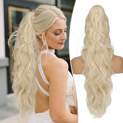 [NEW IN] KooKaStyle Ponytail Extension 26" Fluffy Long Wavy Curly Claw Clip Hair Extensions Ponytail Multi-layered Clip in Fake Pony Tails Natural Soft Synthetic Hairpiece Light Brown with Blonde