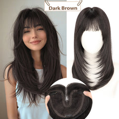 KooKaStyle Layered Hair Topper | 18 Inch Synthetic Invisible Hairpiece for Women