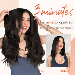 [kookastyle] clip in hair extensions 4 pcs natural long Synthetic wavy curly hairpieces Layered soft invisible for women Dark Brown 20 inch